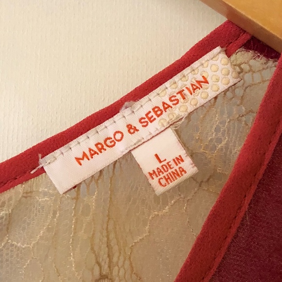 Margo & Sebastian Lace & Zipper Sheer Top - Picture 4 of 6